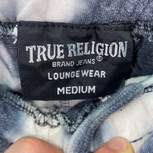 White and Black Tie-Dye True Religion shorts with big red budda logo - Picture 2 of 3